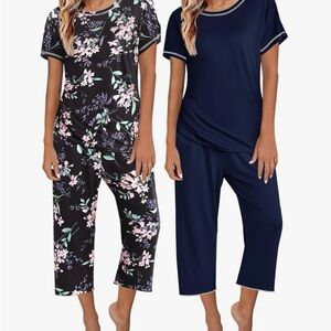COPY - Ekouaer 2 Pack: Womens Pajamas Short Sleeve and Capri Pants Pjs Sets